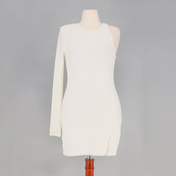 NWT MICHAEL COSTELLO x REVOLVE Olita One-Sleeve Mini Dress in White Size L - Picture 4 of 13